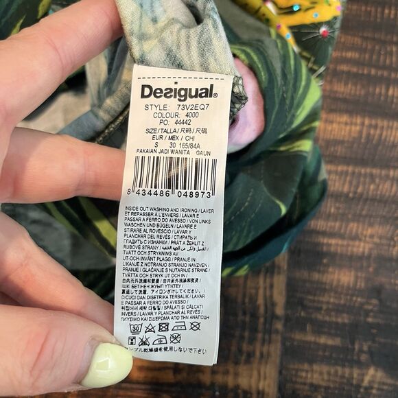 Desigual Maroni Knitted Short Sleeve Dress Midi Floral Small (ms) - Picture 8 of 8